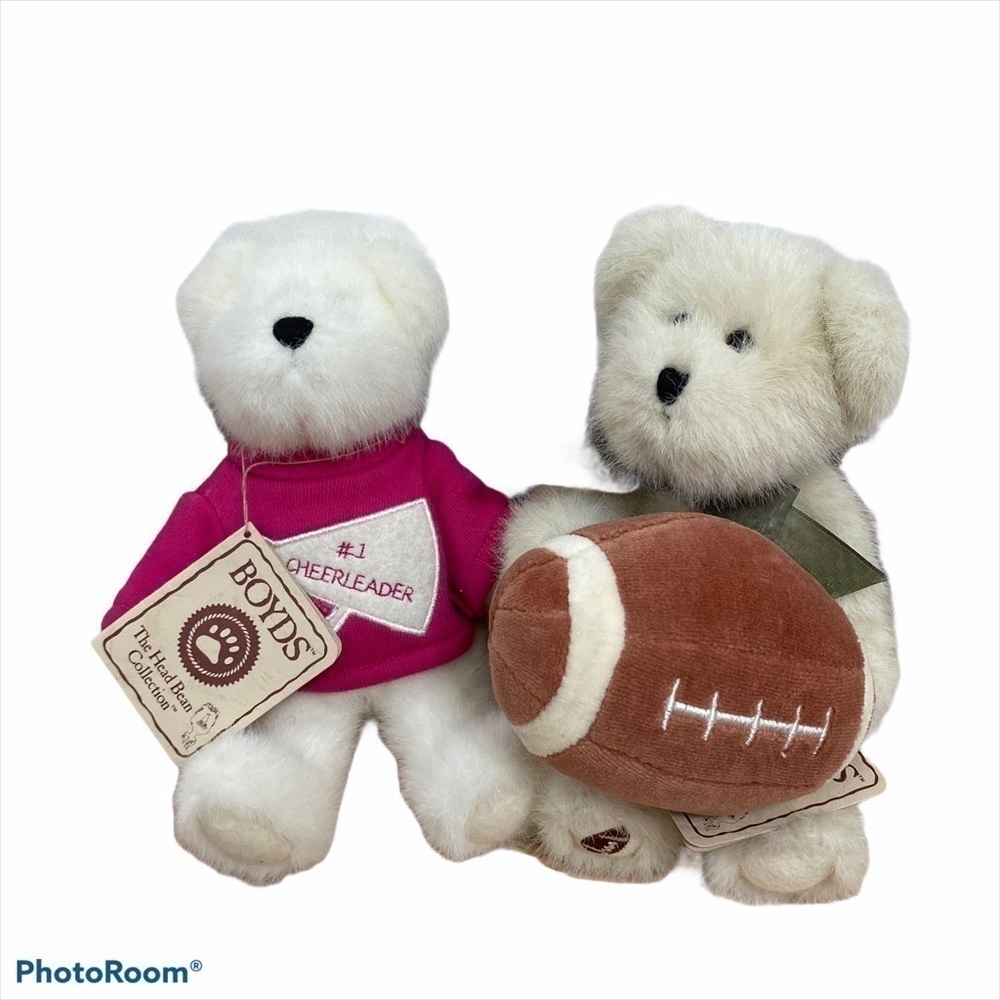Boyds Bear Football & Cheerleader Bundle NWT Plush